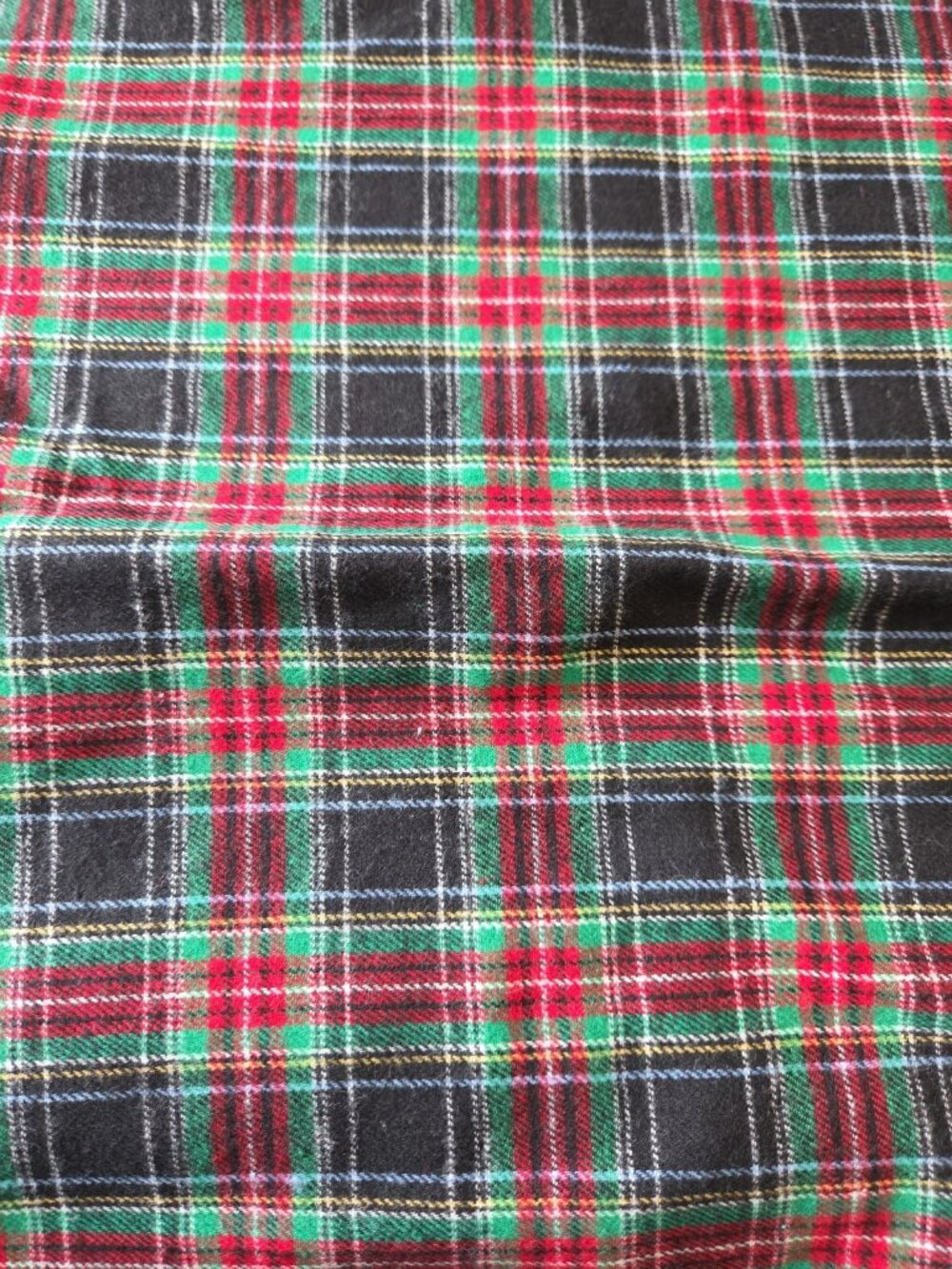 Red Green Black Blue Plaid Flannel Cotton Fabric 2.6 Continuous Yards